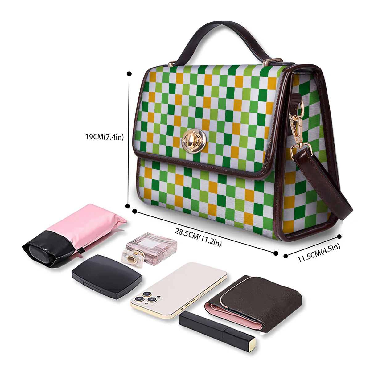 St. Patrick's Day Irish Checkered Print Women's Satchel Bag - Image 4