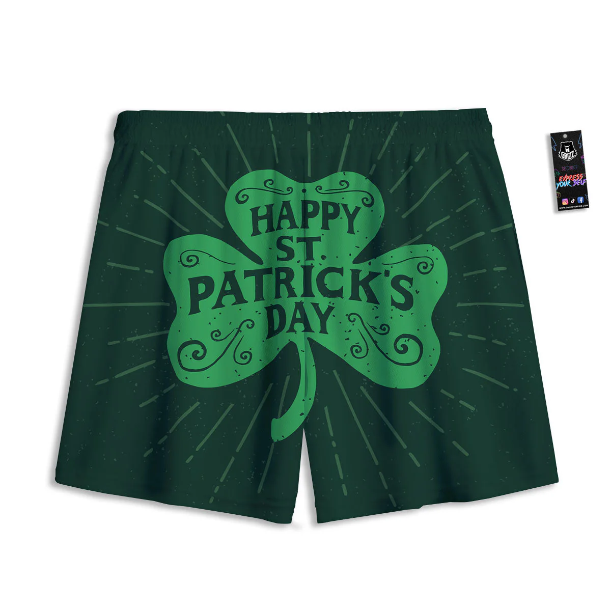 St. Patrick's Day Irish Clover Print Mesh Shorts - Image 2