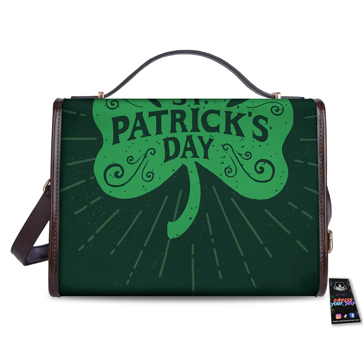 St. Patrick's Day Irish Clover Print Women's Satchel Bag - Image 2