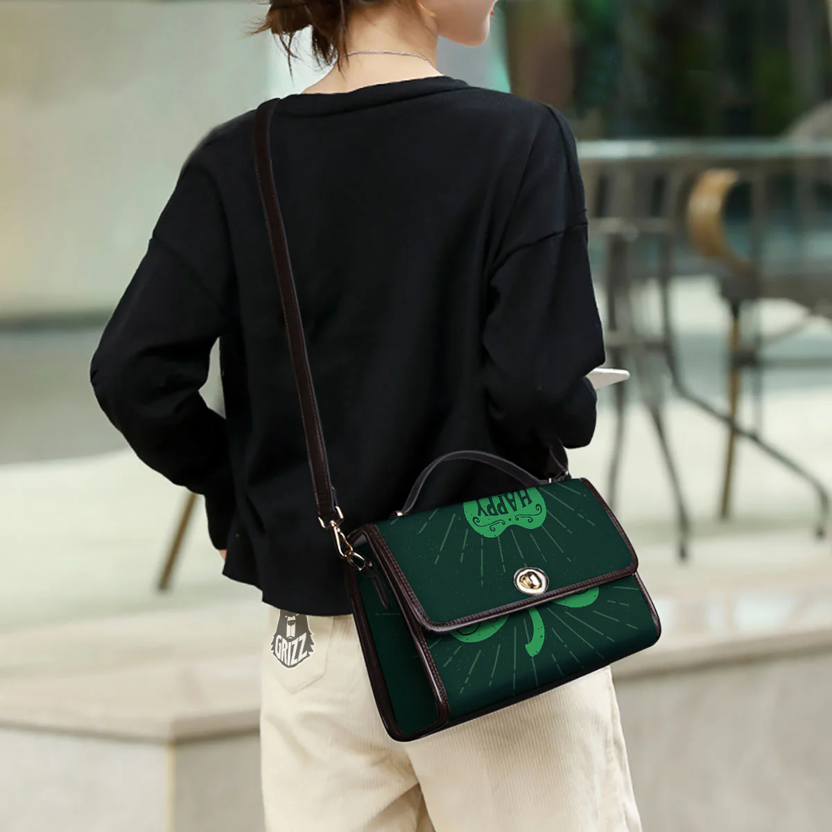 St. Patrick's Day Irish Clover Print Women's Satchel Bag - Image 3