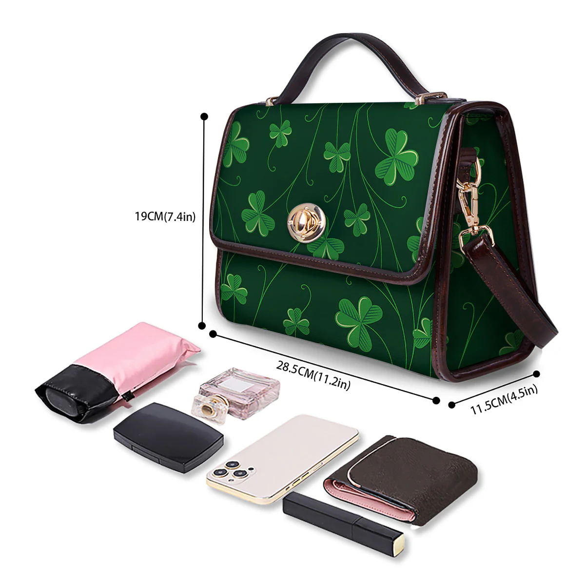 St. Patrick's Day Irish Leaf Print Women's Satchel Bag - Image 4