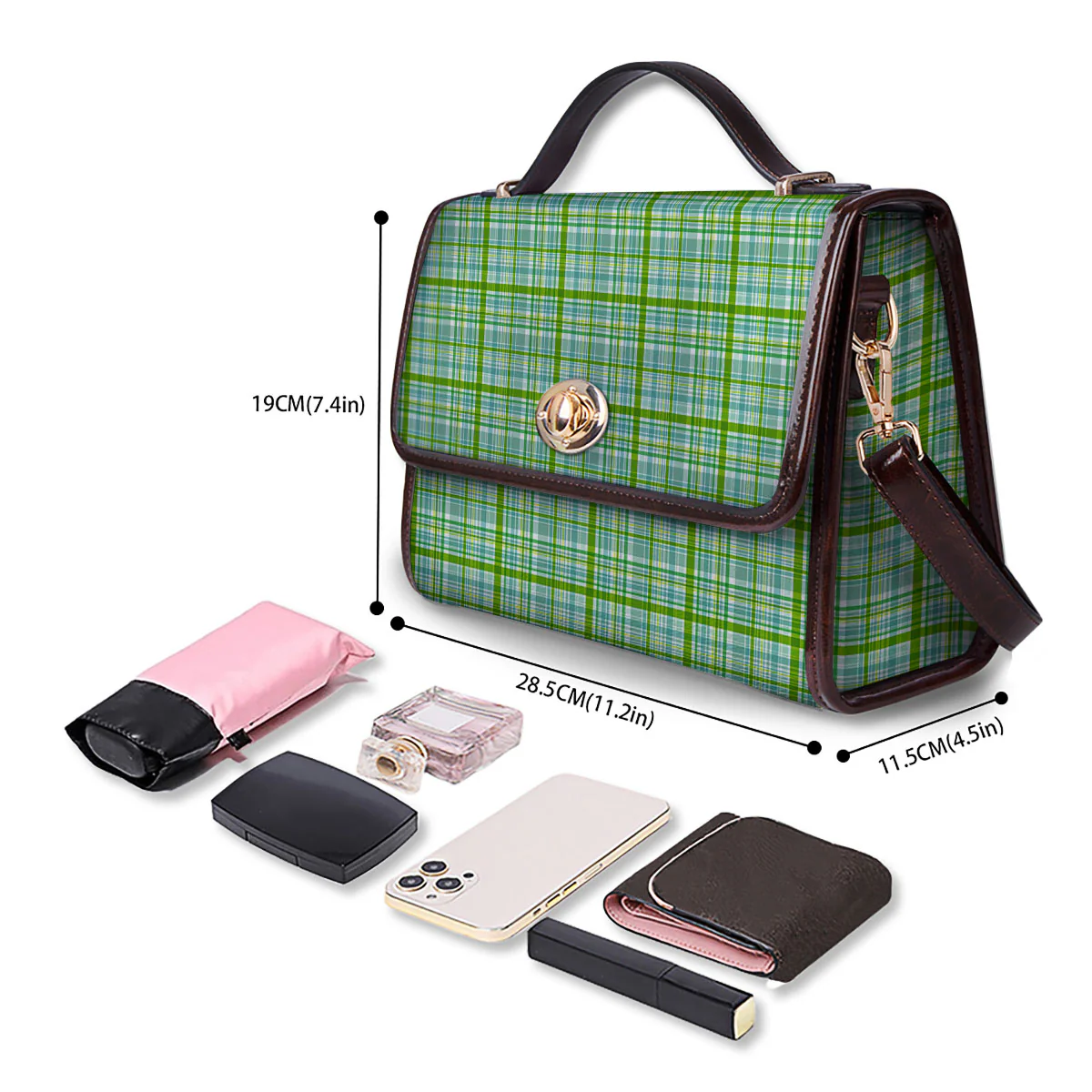 St. Patrick's Day Irish Plaid Print Women's Satchel Bag - Image 4