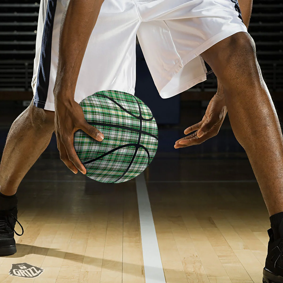 St. Patrick's Day Irish Tartan Print Basketball - Image 3