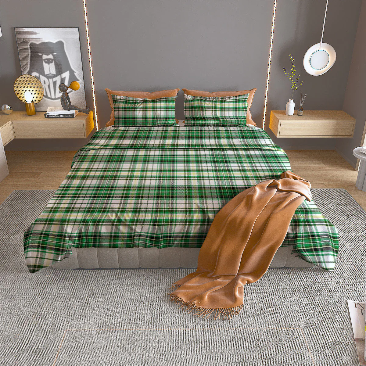 St. Patrick's Day Irish Tartan Print Duvet Cover Bedding Set