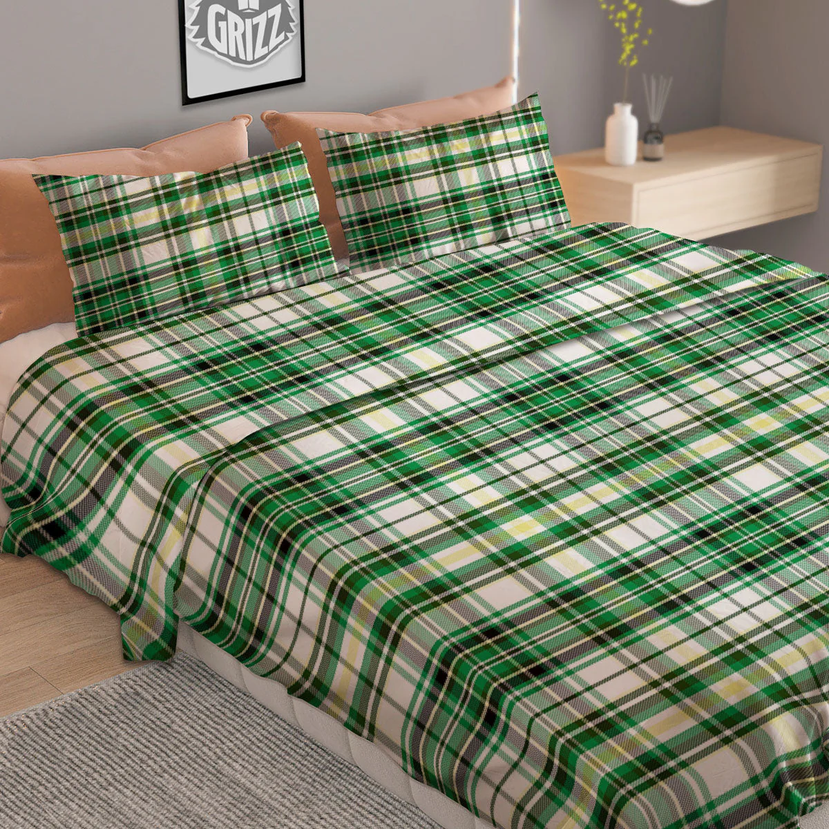 St. Patrick's Day Irish Tartan Print Duvet Cover Bedding Set - Image 2