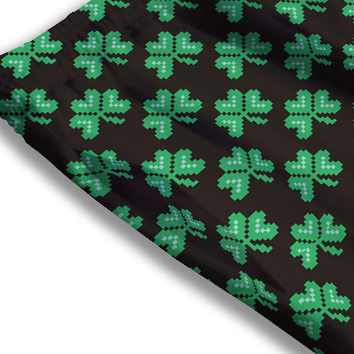 St. Patrick's Day Pixel Clover Print Pattern Mesh Shorts - Image 3