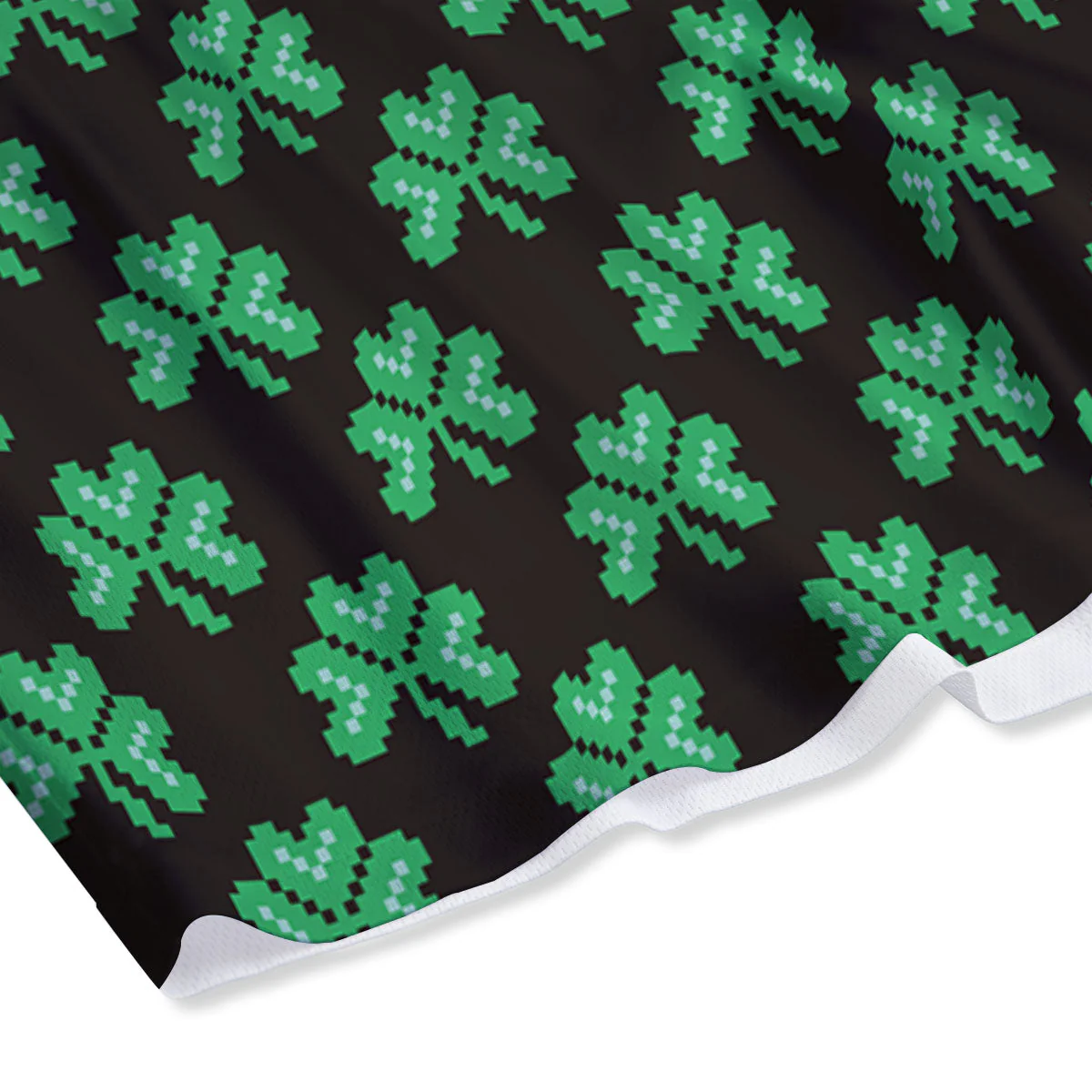 St. Patrick's Day Pixel Clover Print Pattern Mesh Shorts - Image 4