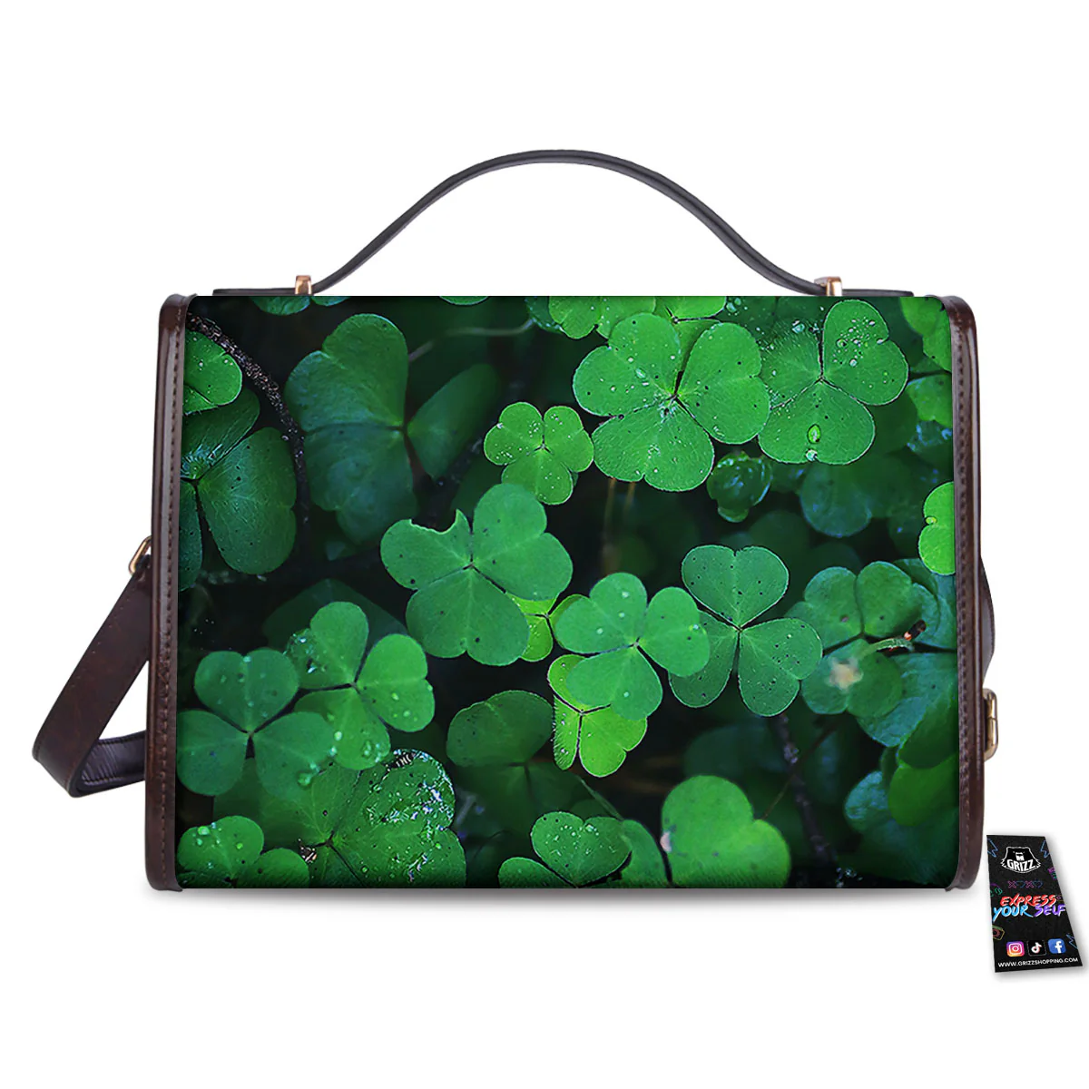 St. Patrick's Day Shamrock Clover Print Women's Satchel Bag - Image 2