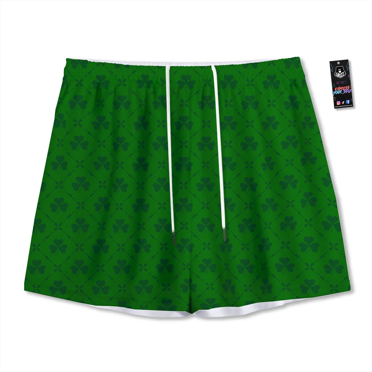 St. Patrick's Day Shamrock Print Pattern Mesh Shorts