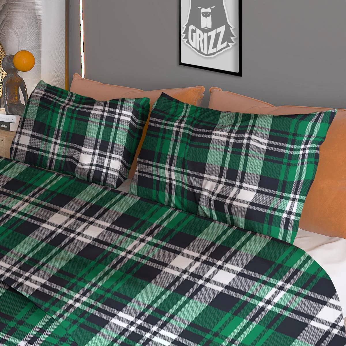 St. Patrick's Day Tartan Shamrock Print Pattern Duvet Cover Bedding Set - Image 3