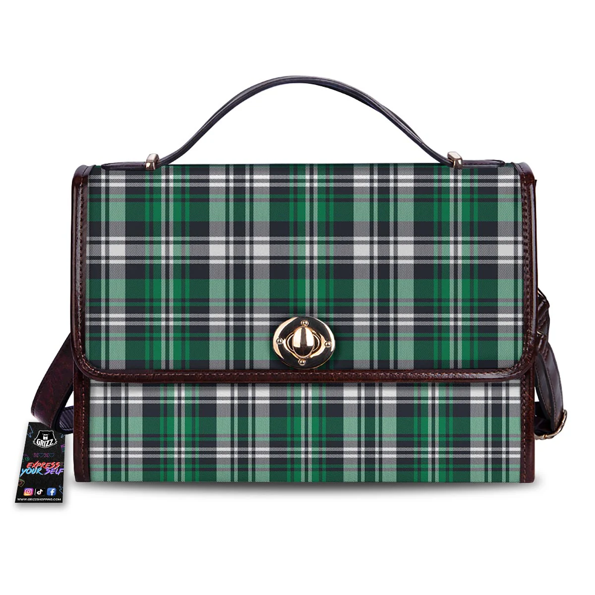 St. Patrick's Day Tartan Shamrock Print Pattern Women's Satchel Bag