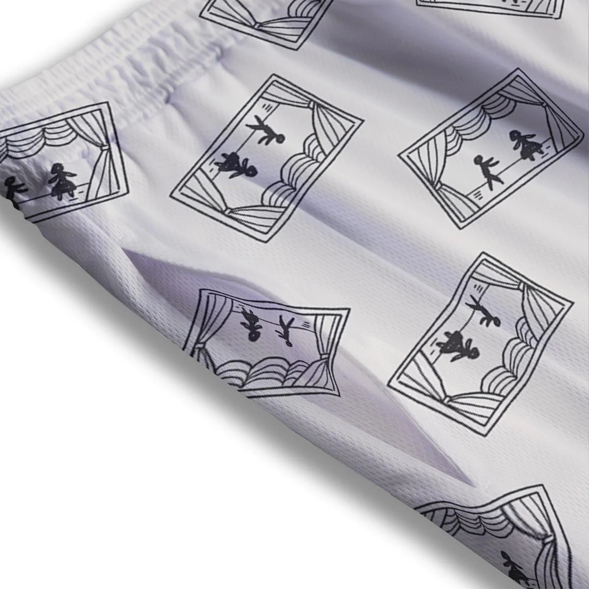 Stage Theater Print Pattern Mesh Shorts - Image 3