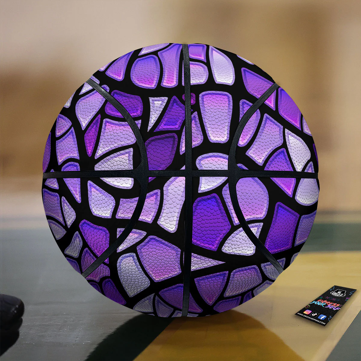 Stained Glass Mosaic Purple Print Basketball