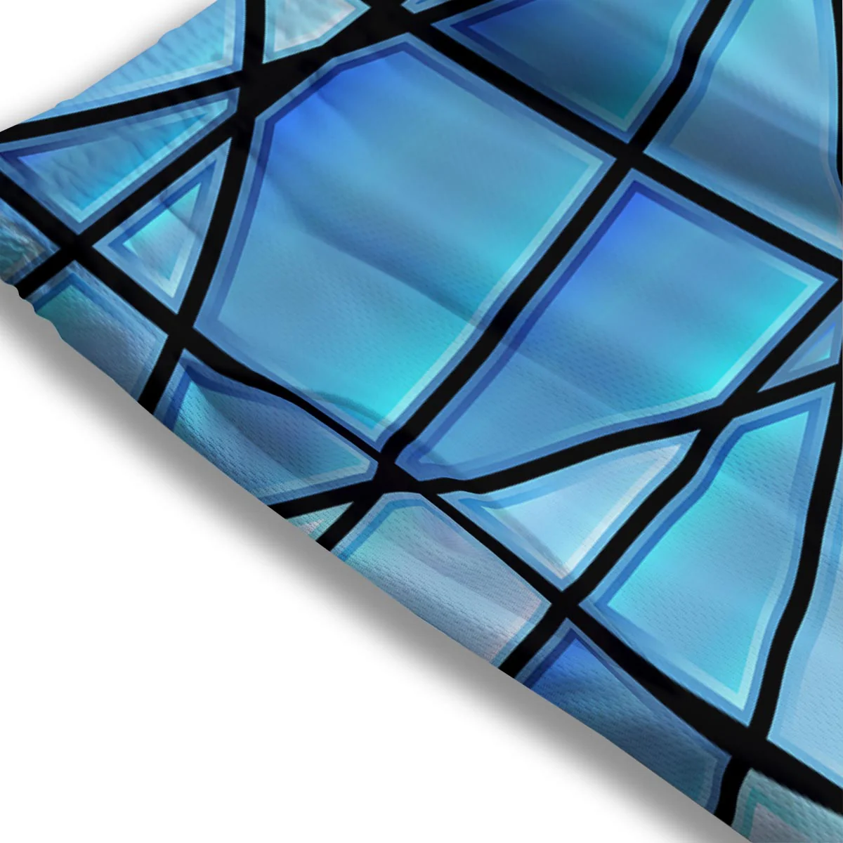 Stained Glass Mosaic Teal Print Mesh Shorts - Image 3