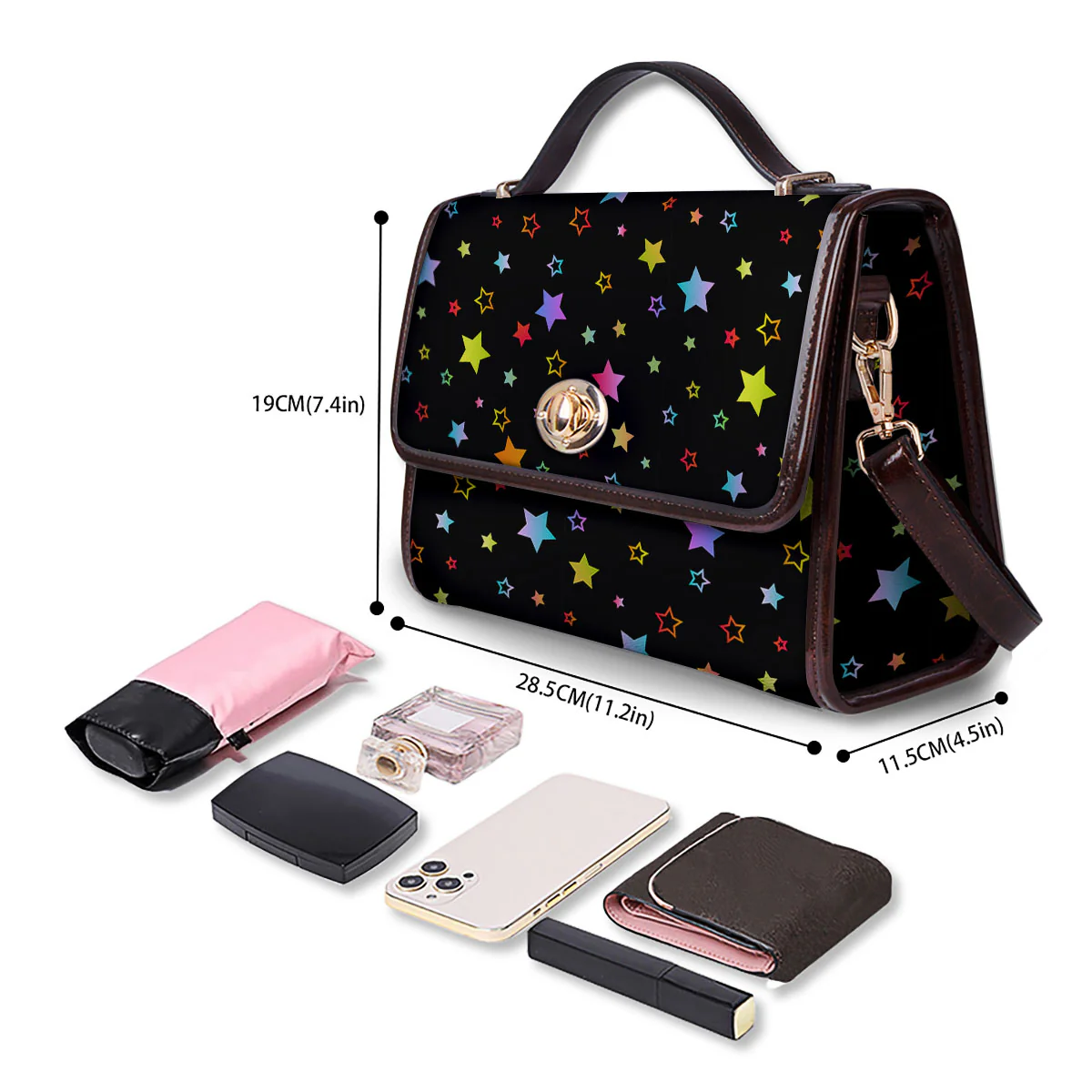Star Lights Print Pattern Women's Satchel Bag - Image 4