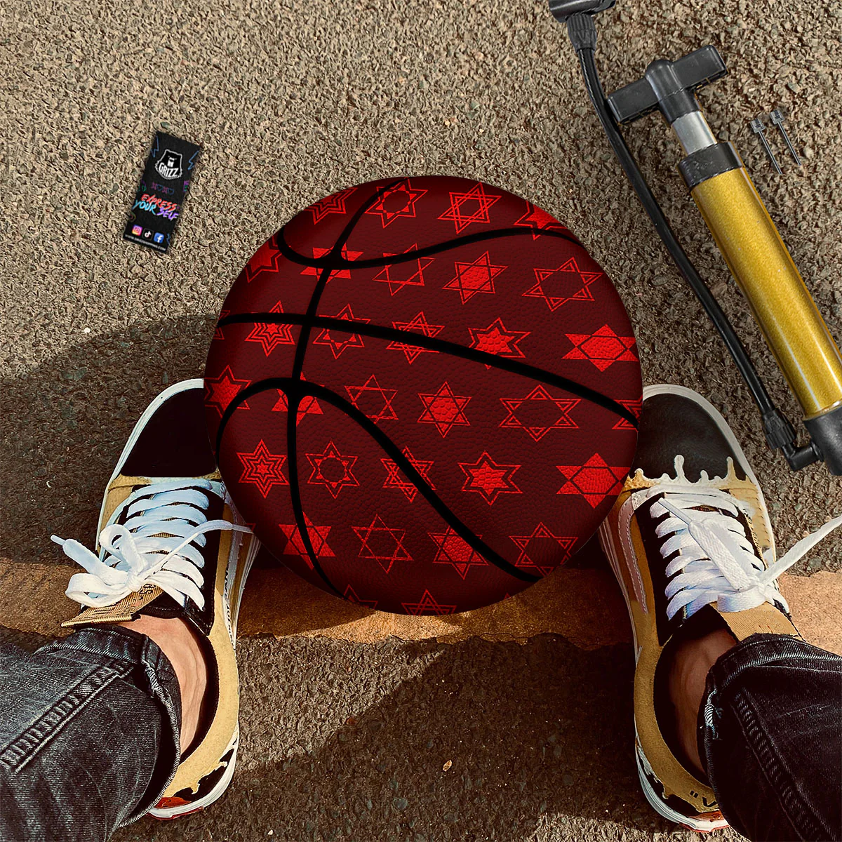 Star Of David Geometric Print Basketball - Image 2