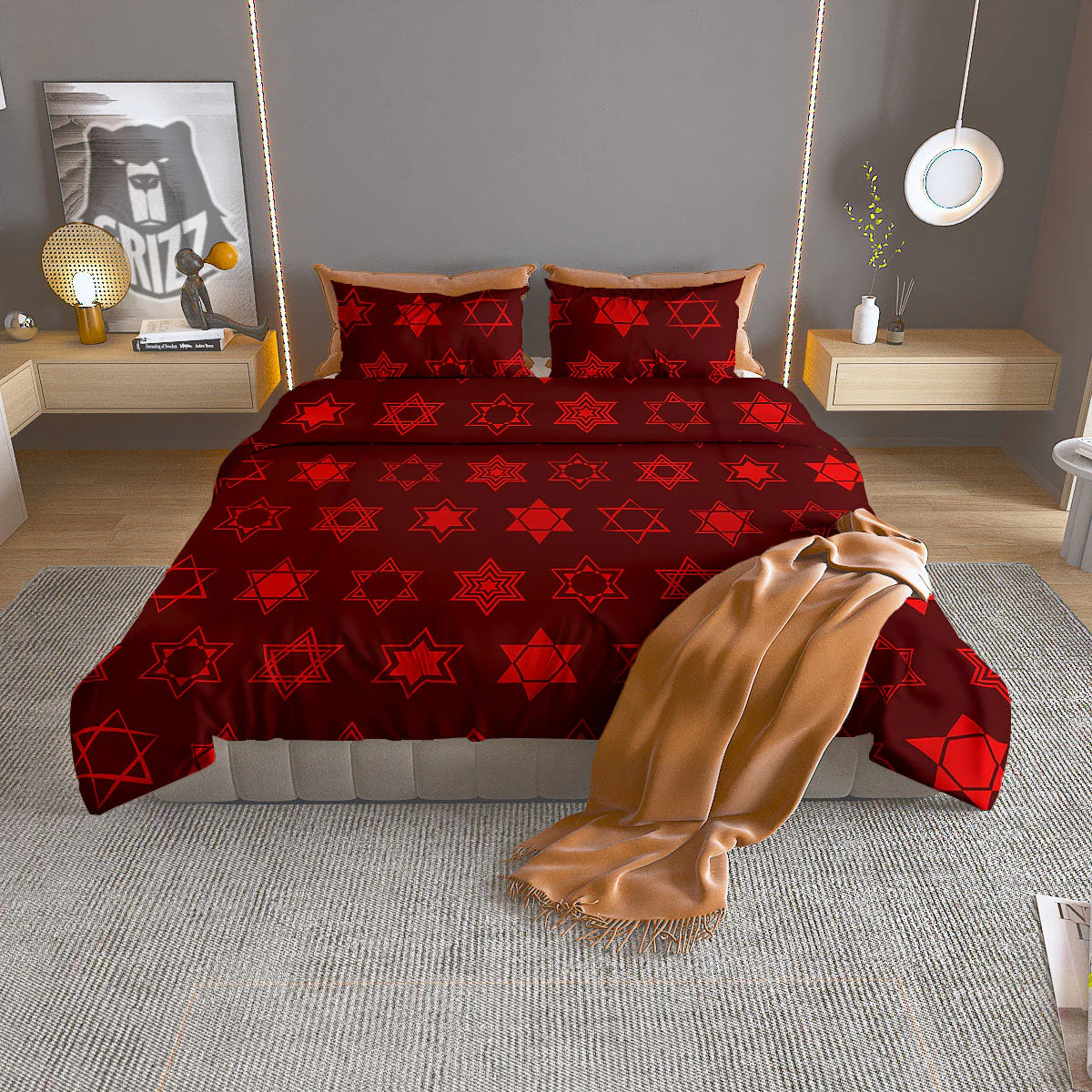 Star Of David Geometric Print Duvet Cover Bedding Set