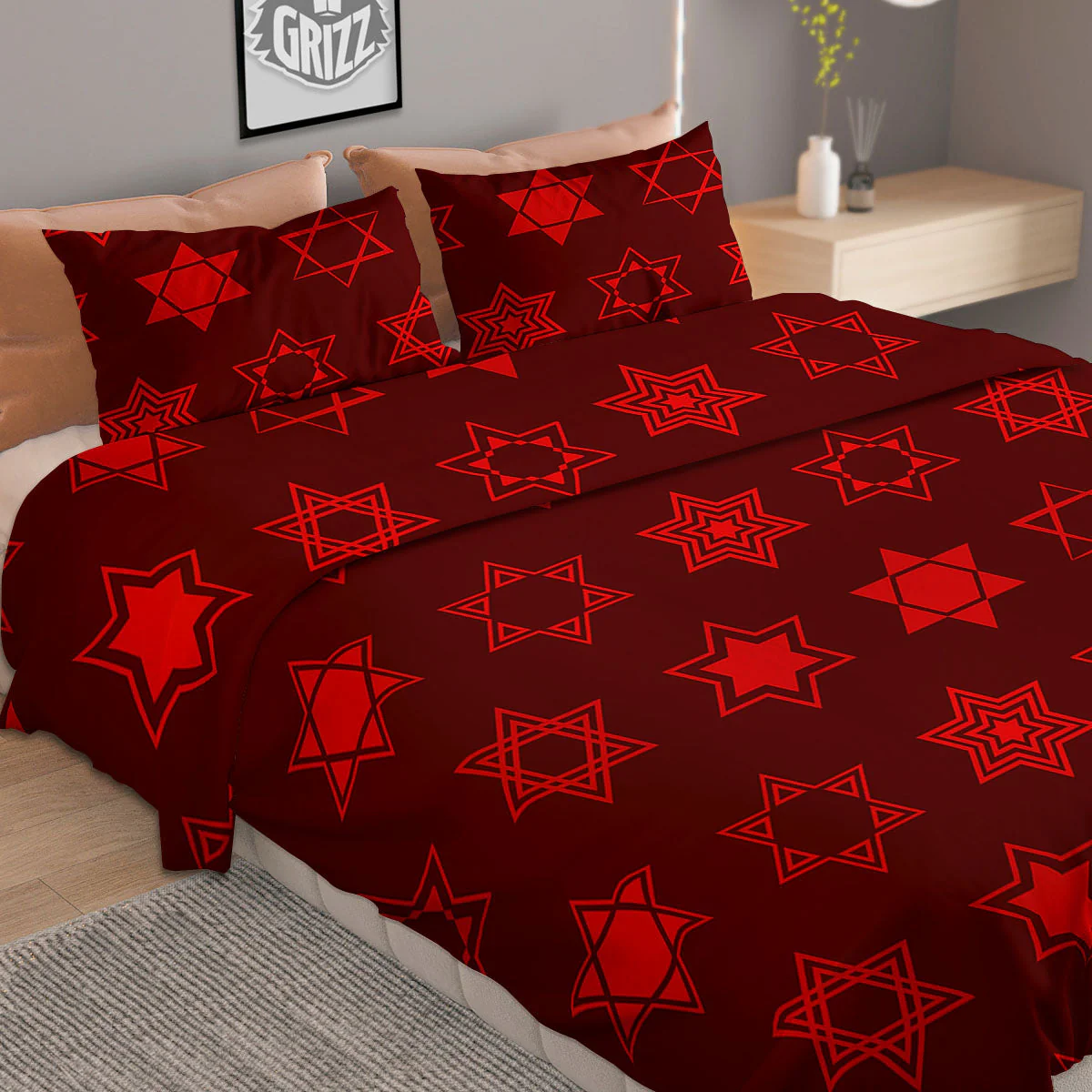 Star Of David Geometric Print Duvet Cover Bedding Set - Image 2