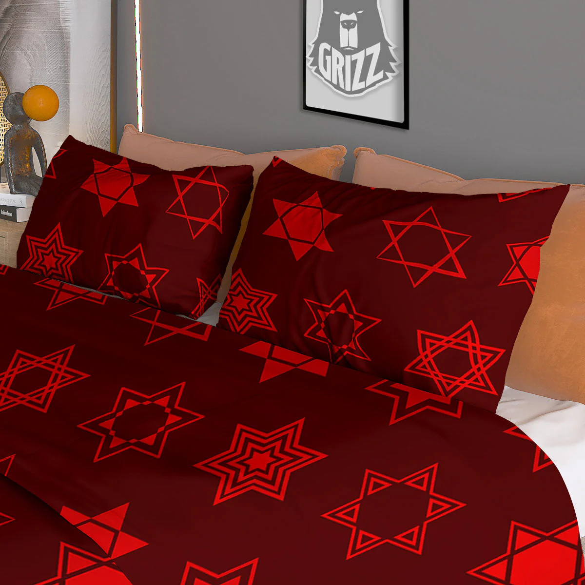 Star Of David Geometric Print Duvet Cover Bedding Set - Image 3