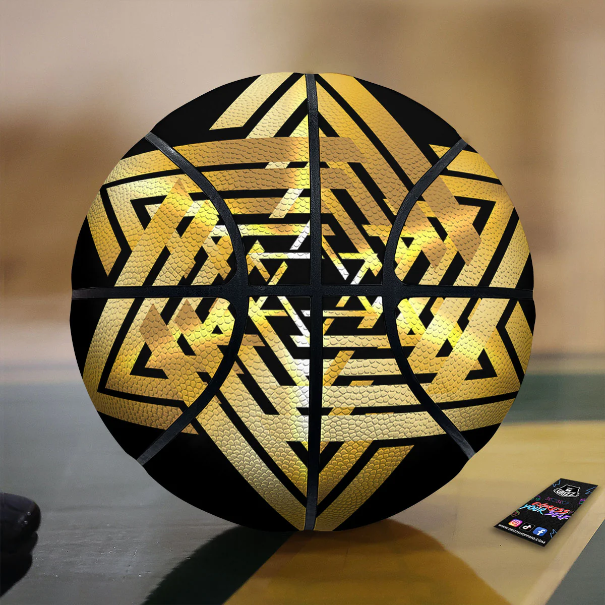 Star of David Gold And Black Print Basketball