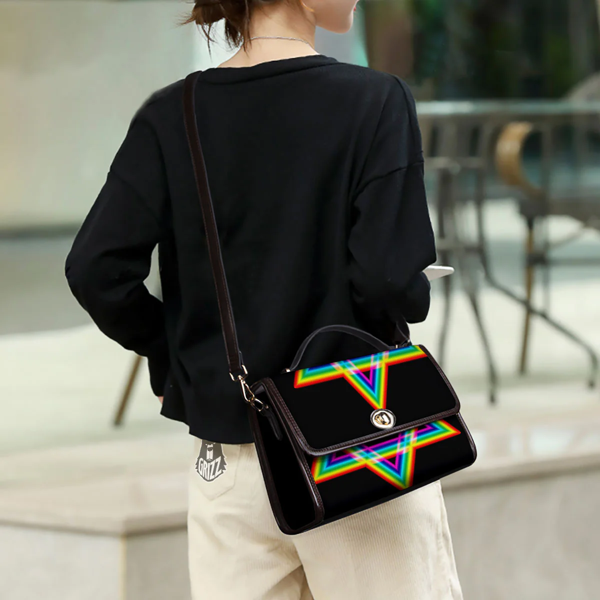 Star Of David Rainbow Print Women's Satchel Bag - Image 3