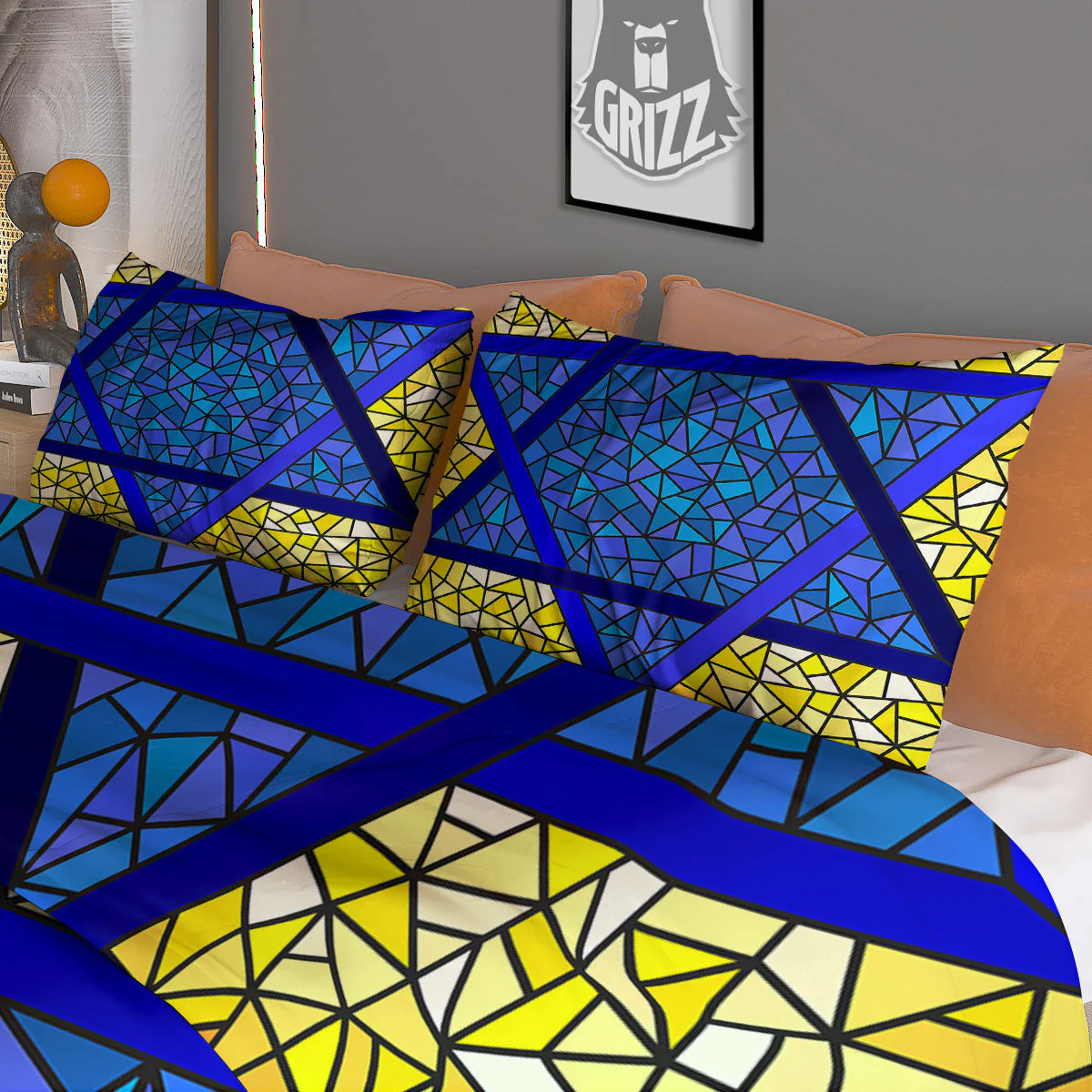 Star of David Stained Glass Print Duvet Cover Bedding Set - Image 3