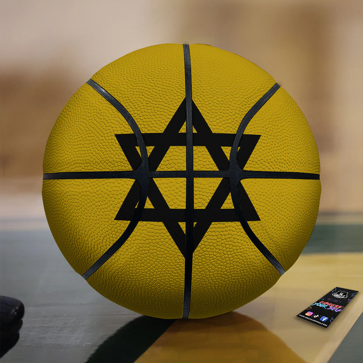 Star of David Yellow And Black Print Basketball