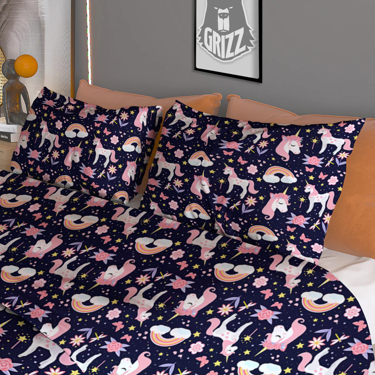 Star Unicorn Cute Night Print Pattern Duvet Cover Bedding Set - Image 3