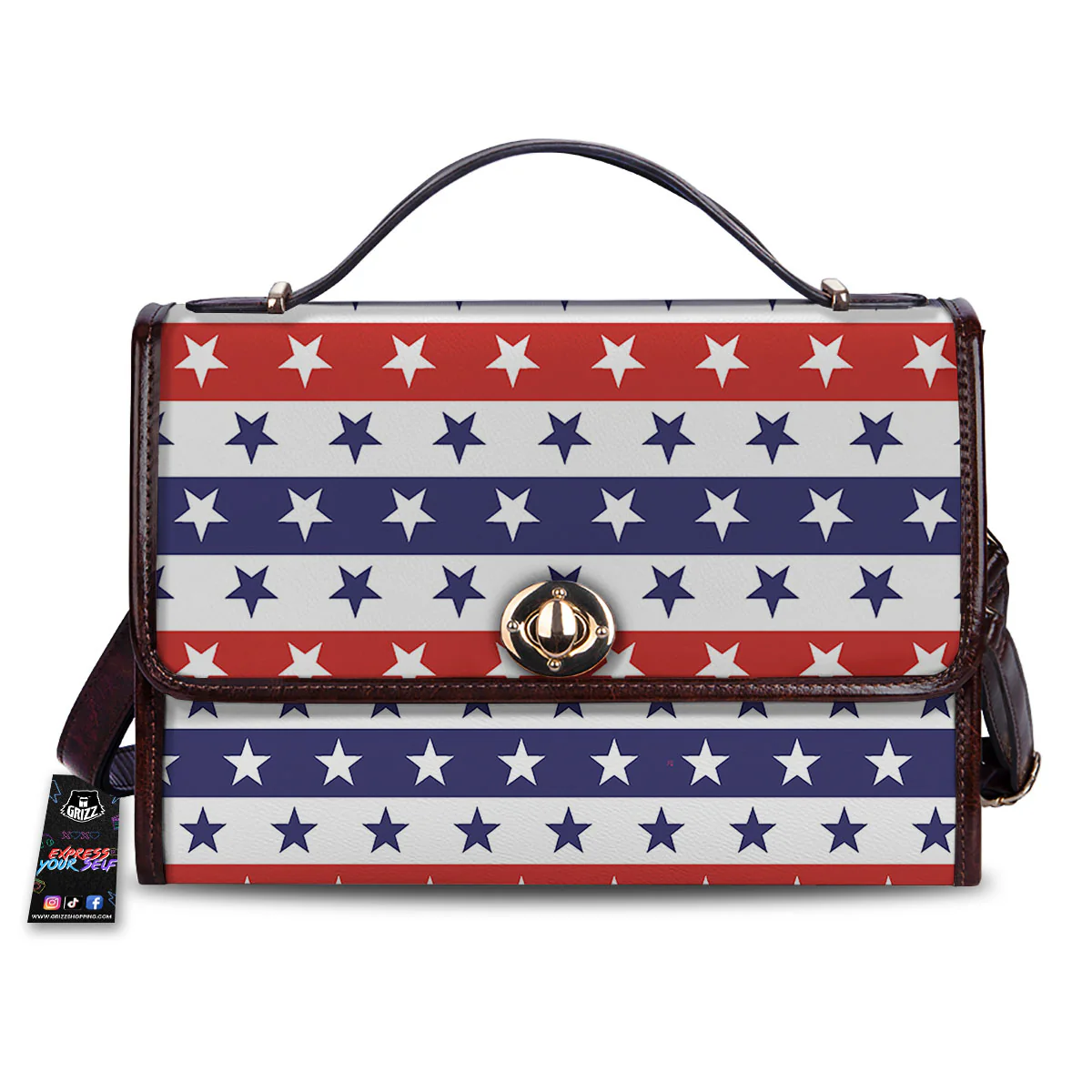 Star USA Patriotic Print Pattern Women's Satchel Bag