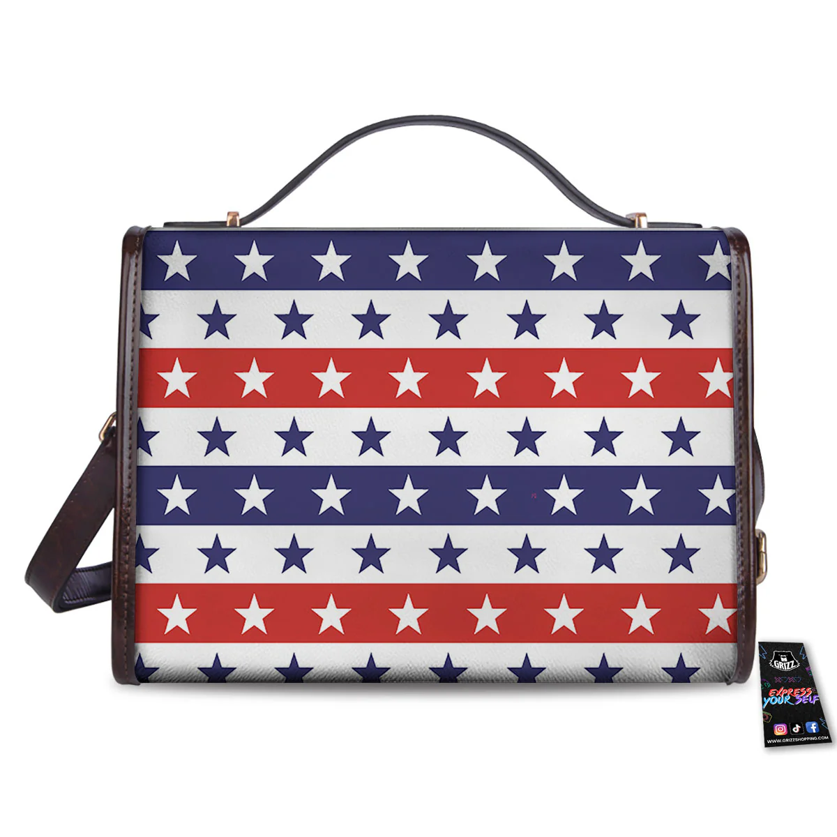 Star USA Patriotic Print Pattern Women's Satchel Bag - Image 2