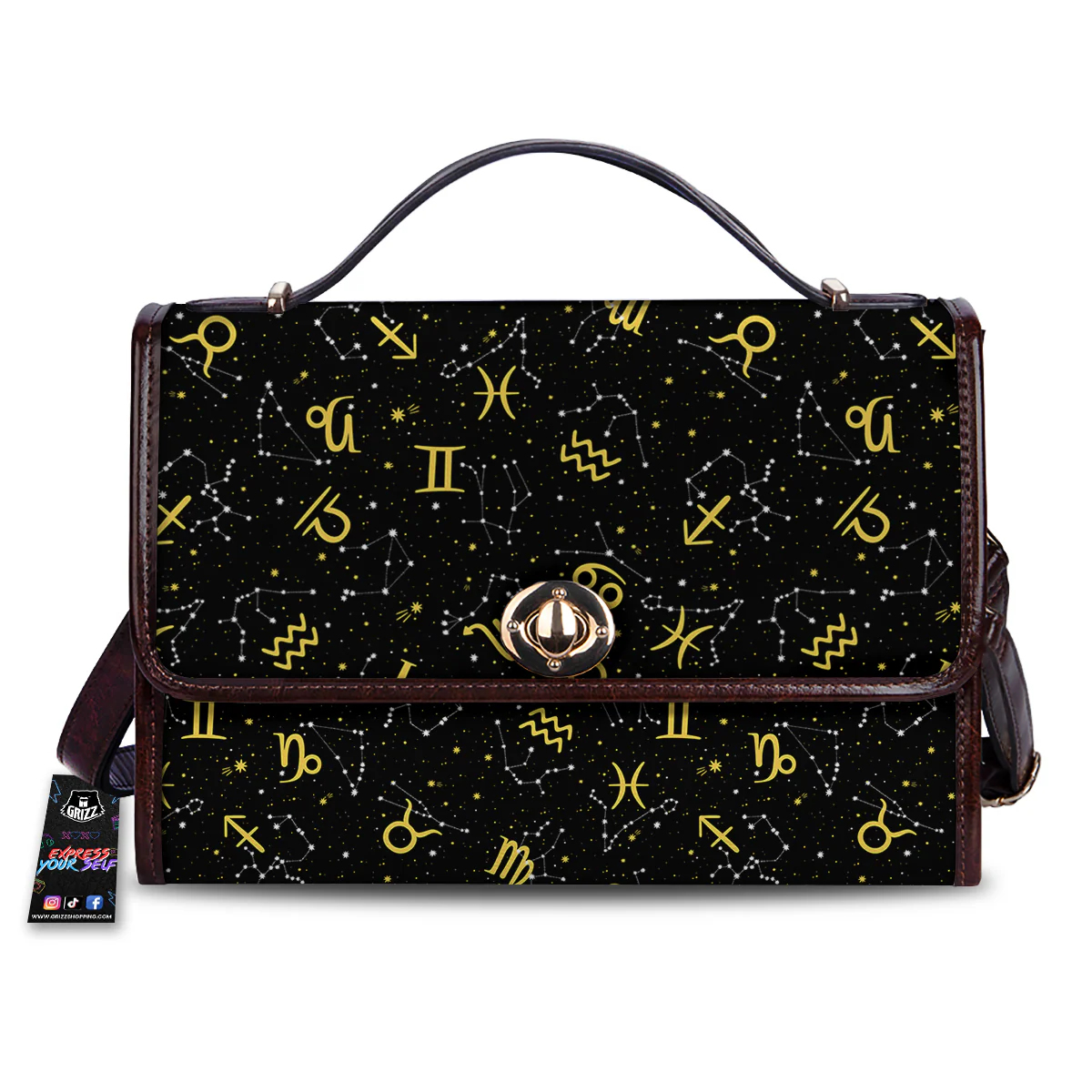 Star Zodiac Signs Print Pattern Women's Satchel Bag