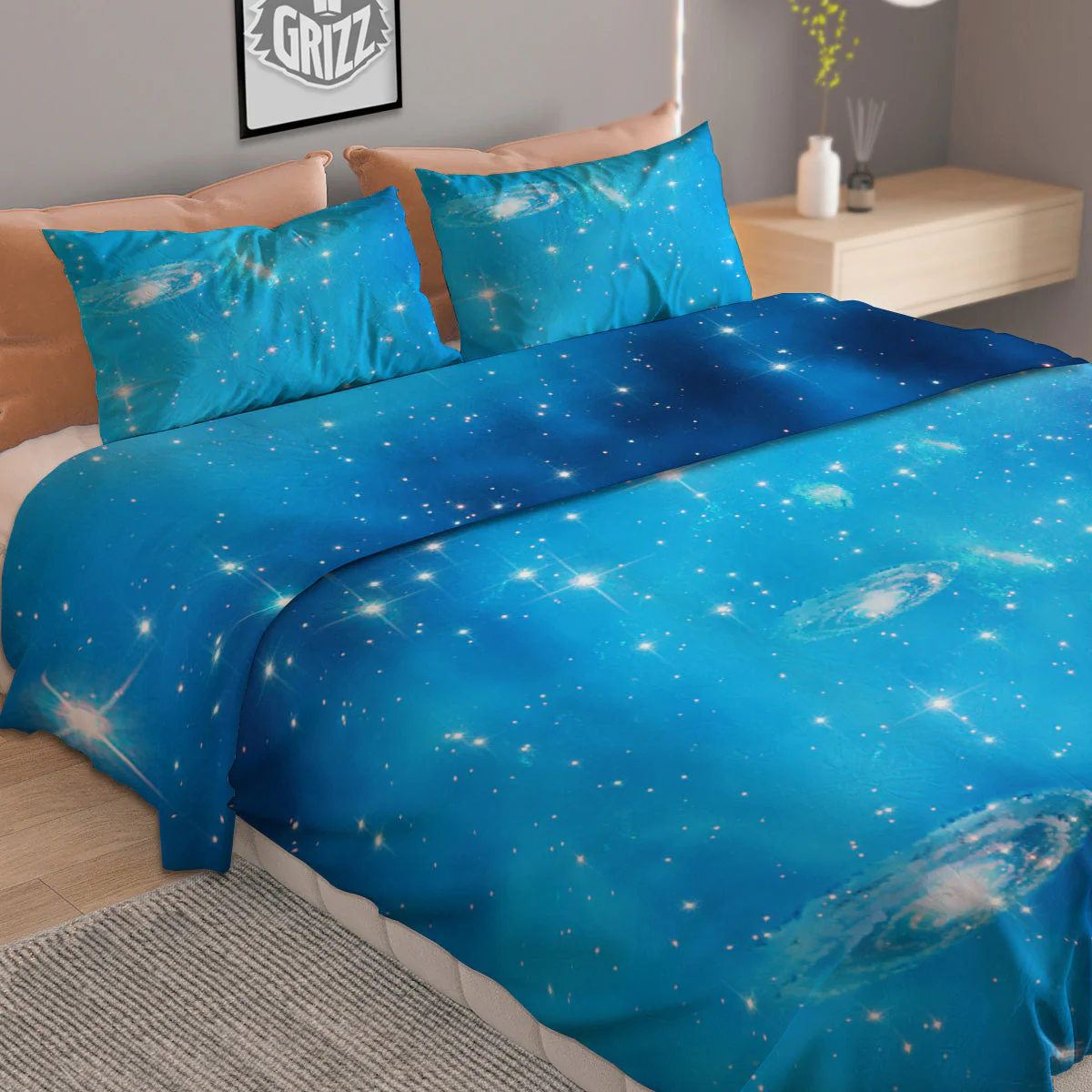 Starfield Galaxy Space Blue Cloud Print Duvet Cover Bedding Set - Image 2