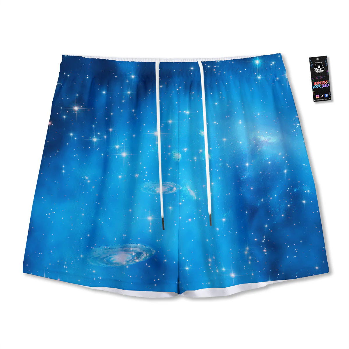 Starfield Galaxy Space Blue Cloud Print Mesh Shorts