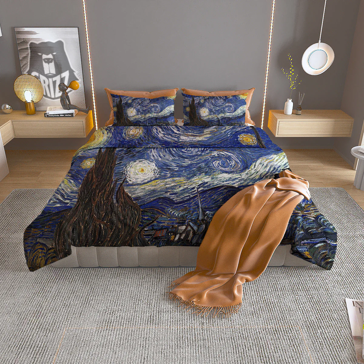 Starry Night Print Duvet Cover Bedding Set