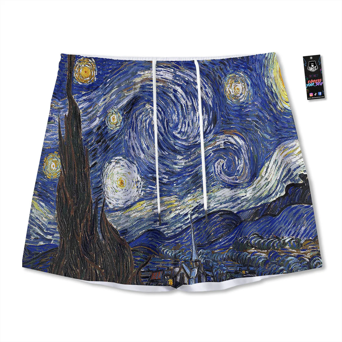 Starry Night Print Mesh Shorts