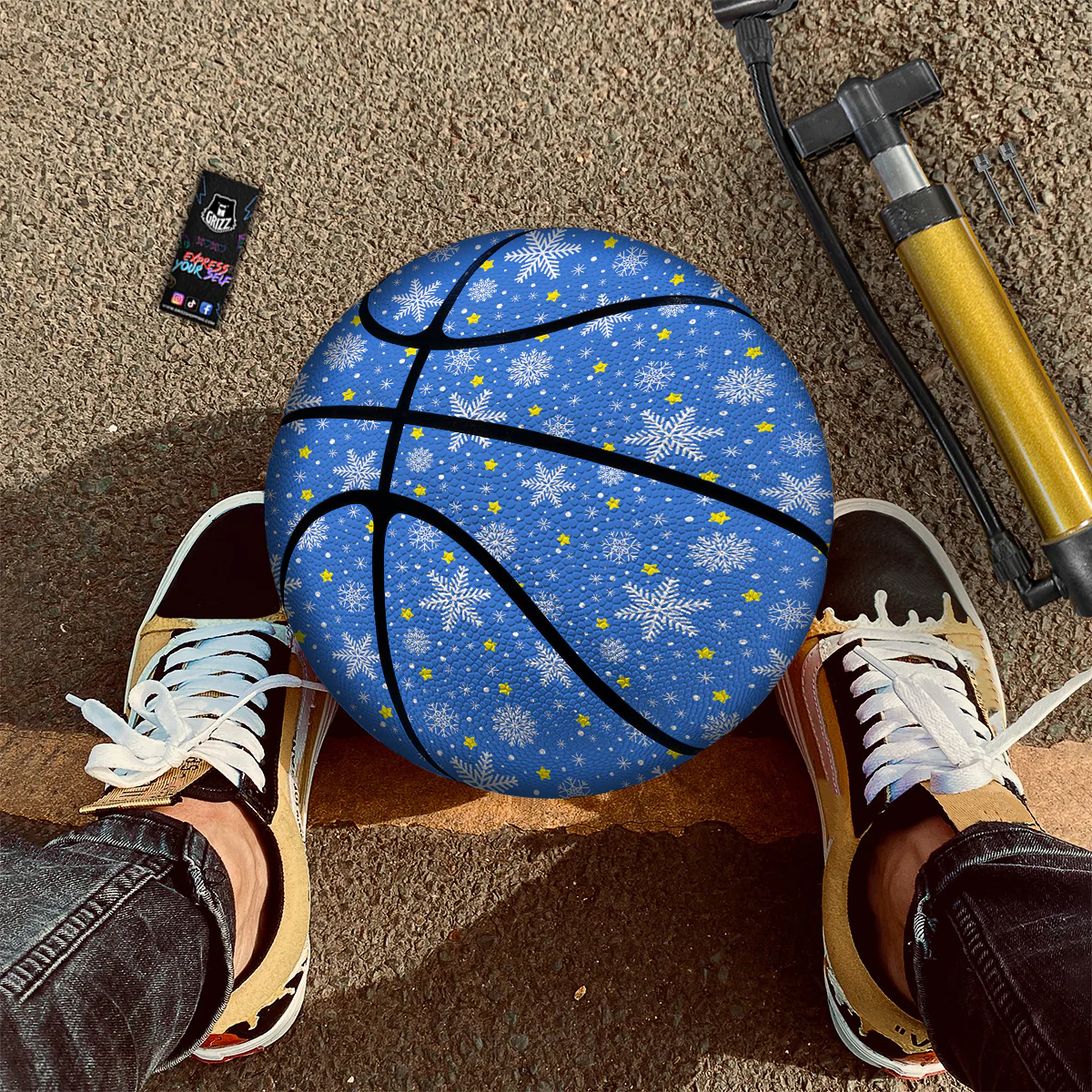 Stars And Christmas Snowflakes Print Basketball - Image 2