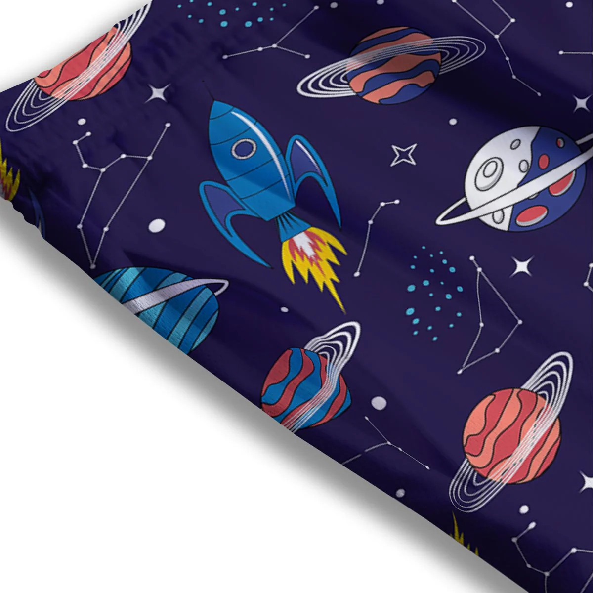 Stars And Rockets Print Pattern Mesh Shorts - Image 3