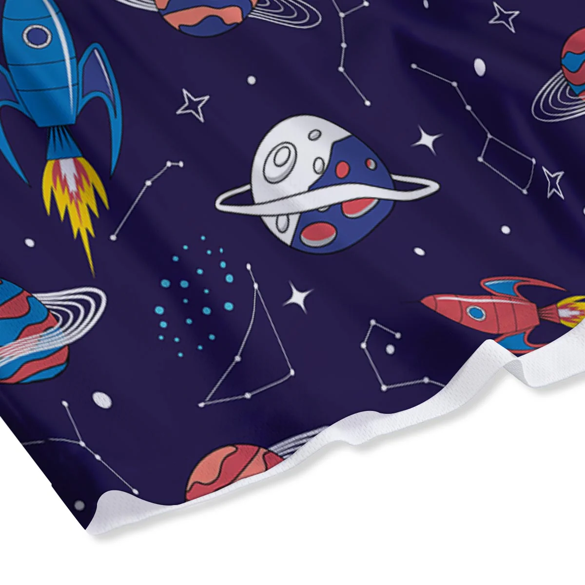 Stars And Rockets Print Pattern Mesh Shorts - Image 4