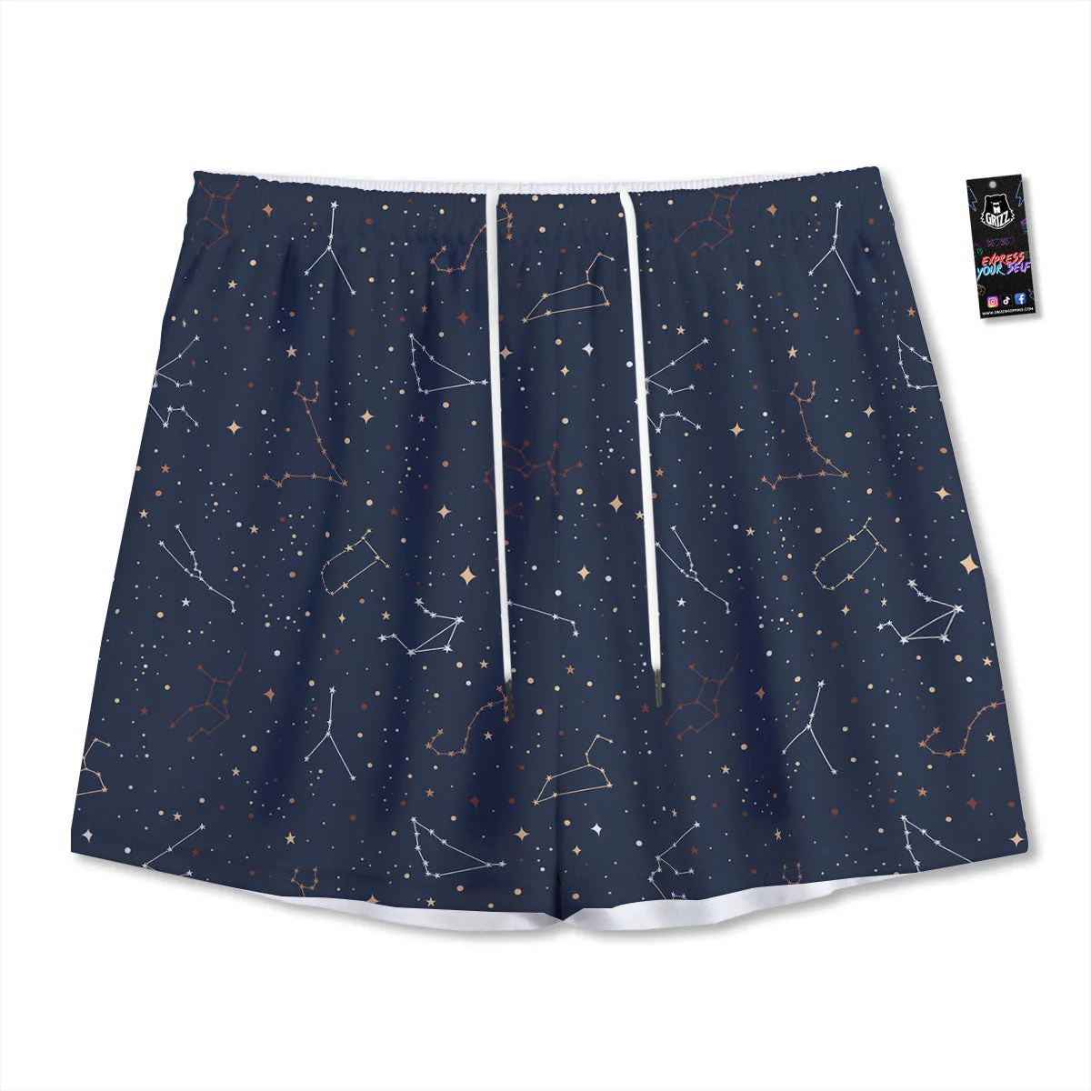 Stars Constellation Print Pattern Mesh Shorts