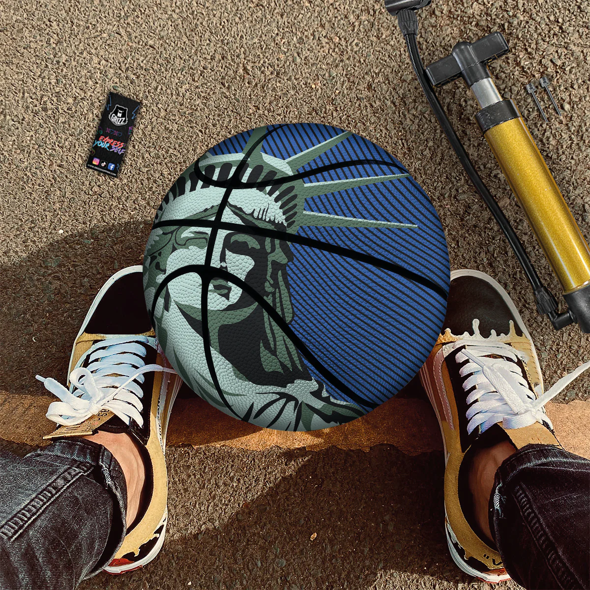 Statue Of Liberty American Print Basketball - Image 2