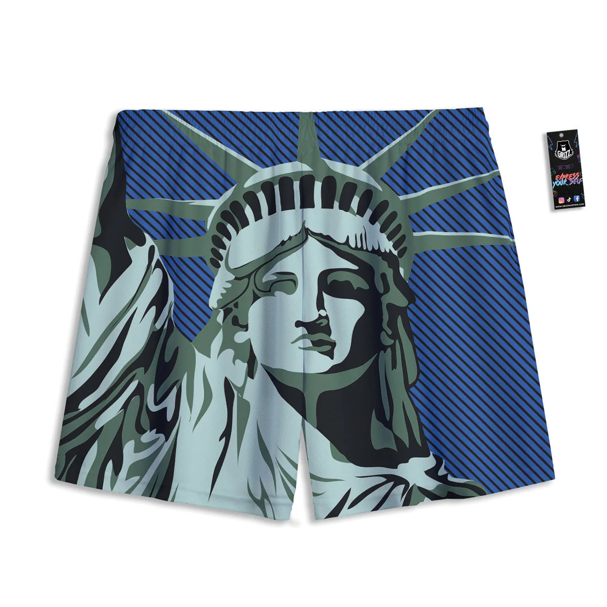 Statue Of Liberty American Print Mesh Shorts - Image 2