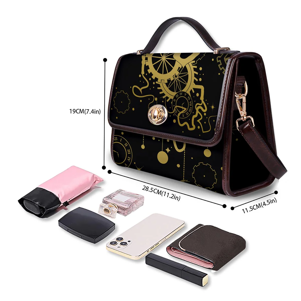 Steampunk Gears Metal Print Women's Satchel Bag - Image 4