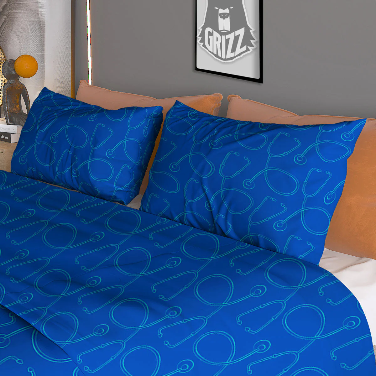 Stethoscope Blue Print Pattern Duvet Cover Bedding Set - Image 3