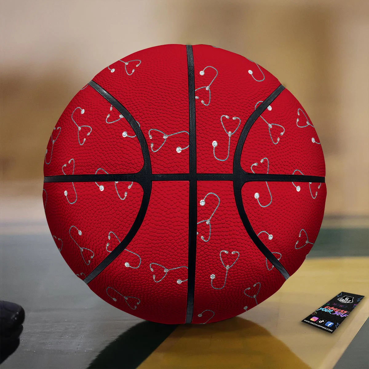 Stethoscope Red Print Pattern Basketball