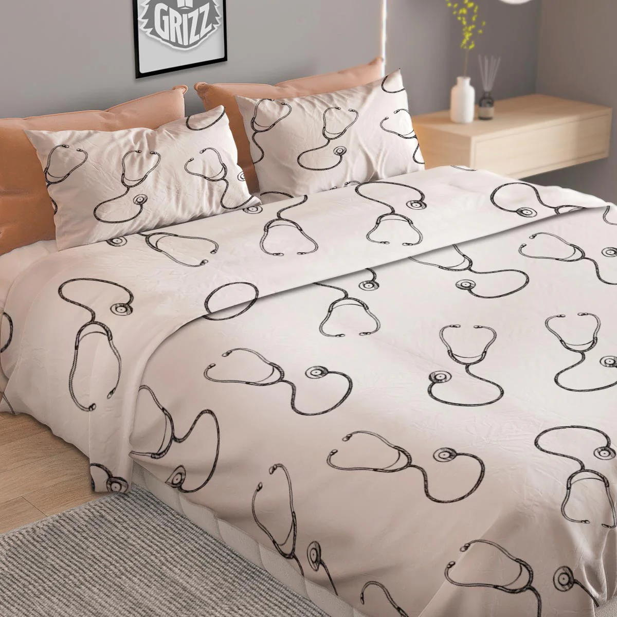 Stethoscope Sign Print Pattern Duvet Cover Bedding Set - Image 2