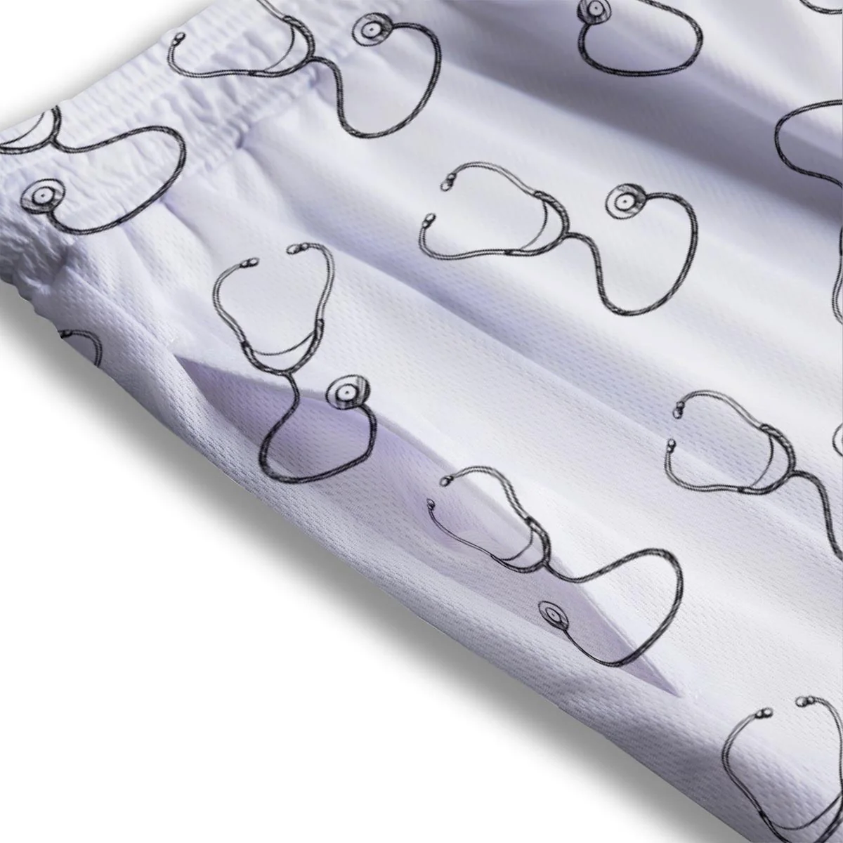 Stethoscope Sign Print Pattern Mesh Shorts - Image 3