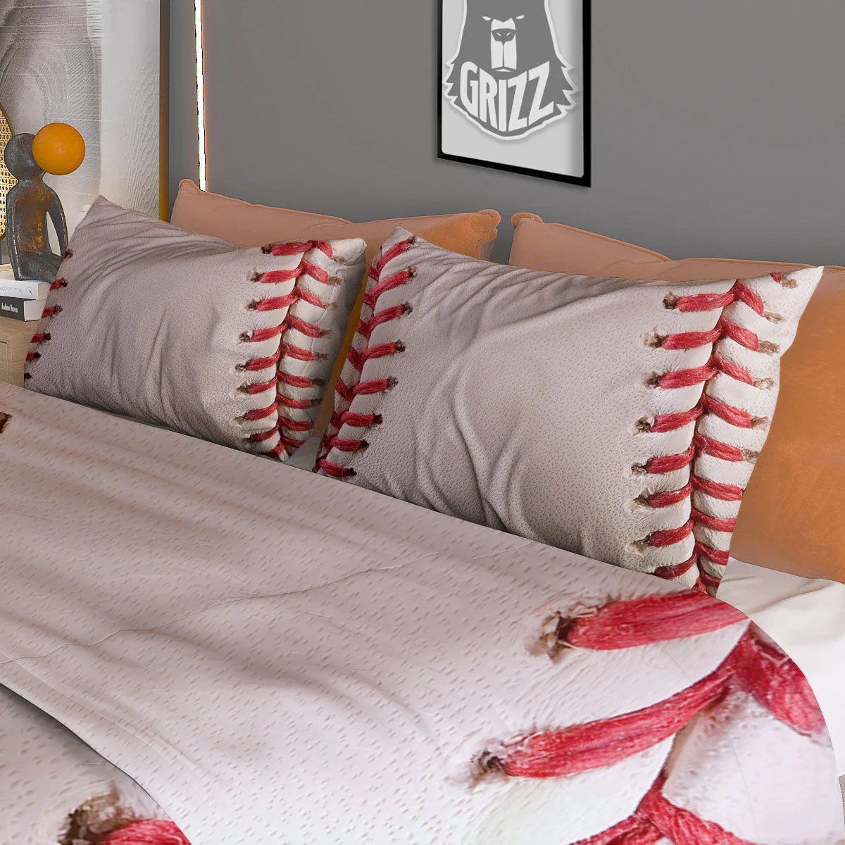Stitching Baseball Print Duvet Cover Bedding Set - Image 3