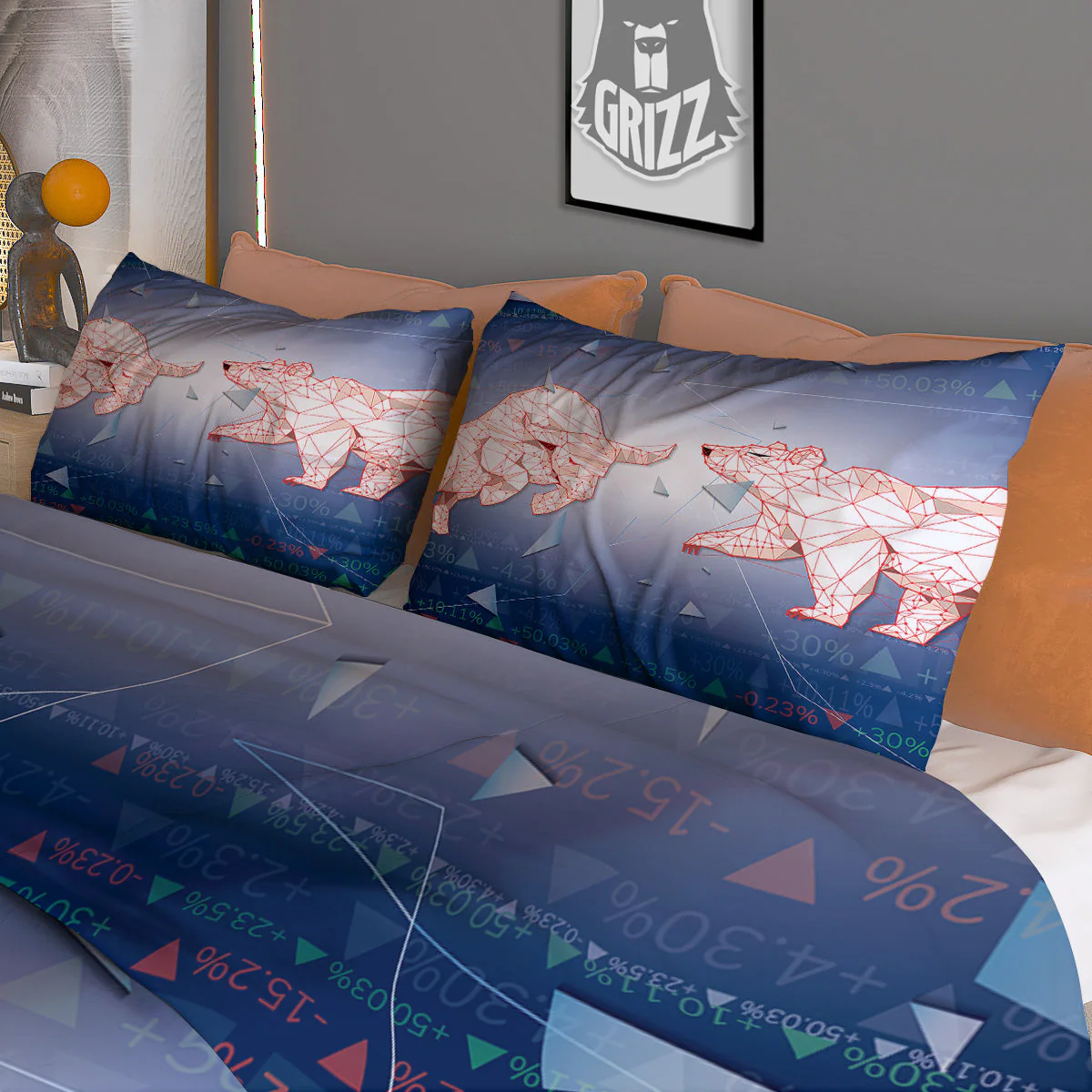 Stock Market Bear And Bull Print Duvet Cover Bedding Set - Image 3