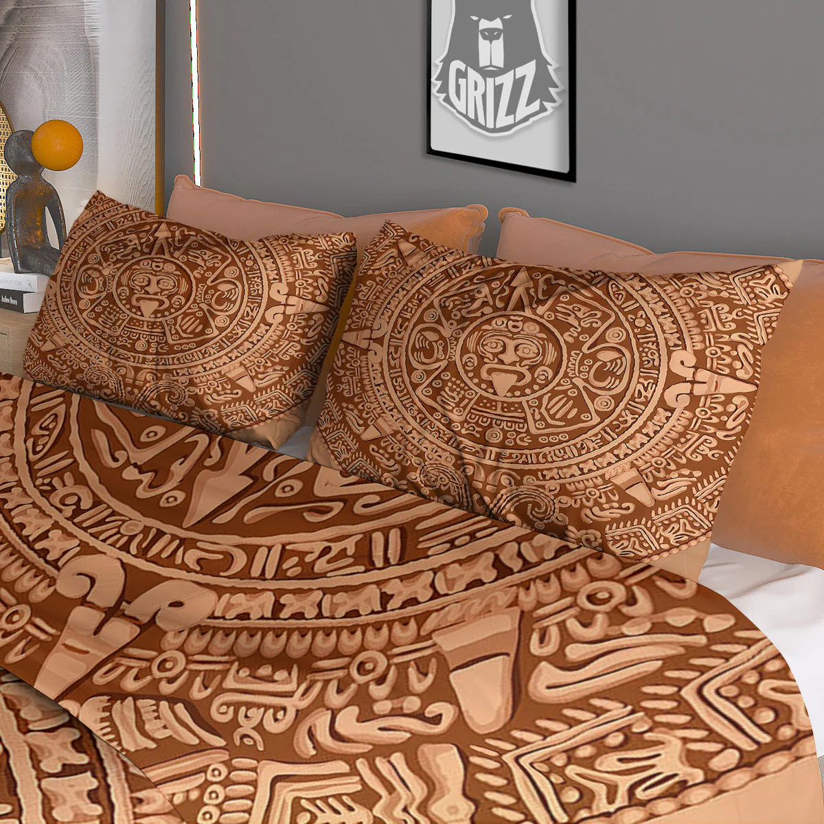 Stone Mayan Print Duvet Cover Bedding Set - Image 3