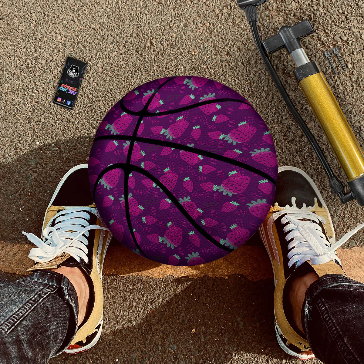 Strawberry Purple Print Pattern Basketball - Image 2
